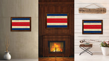 Load image into Gallery viewer, Costa Rica Country Flag Vintage Canvas Print with Brown Picture Frame Home Decor Gifts Wall Art Decoration Artwork