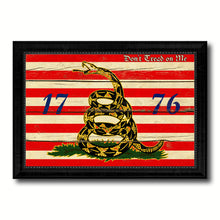 Load image into Gallery viewer, First Navy Jack Don't Tread On Me 1776 Tea Party Military Flag Vintage Canvas Print with Black Picture Frame Home Decor Wall Art Decoration Gift Ideas