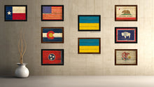 Load image into Gallery viewer, Ukraine Country Flag Vintage Canvas Print with Brown Picture Frame Home Decor Gifts Wall Art Decoration Artwork