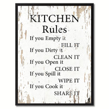 Load image into Gallery viewer, Kitchen Rules Saying Canvas Print, Black Picture Frame Home Decor Wall Art Gifts