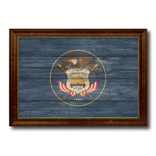 Load image into Gallery viewer, Utah State Flag Texture Canvas Print with Brown Picture Frame Gifts Home Decor Wall Art Collectible Decoration