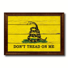 Load image into Gallery viewer, Don't Tread on Me Military Flag Vintage Canvas Print with Brown Picture Frame Gifts Ideas Home Decor Wall Art Decoration