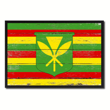 Load image into Gallery viewer, Kanaka Maoli City Hawaii State Flag Vintage Canvas Print with Black Picture Frame Home Decor Wall Art Collectible Decoration Artwork Gifts