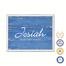 Load image into Gallery viewer, Josiah Name Plate White Wash Wood Frame Canvas Print Boutique Cottage Decor Shabby Chic