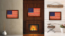 Load image into Gallery viewer, American Flag Vintage Canvas Print with Brown Picture Frame Home Decor Man Cave Wall Art Collectible Decoration Artwork Gifts