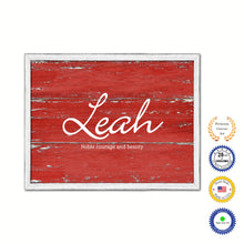 Load image into Gallery viewer, Leah Name Plate White Wash Wood Frame Canvas Print Boutique Cottage Decor Shabby Chic