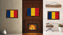 Load image into Gallery viewer, Romania Country Flag Vintage Canvas Print with Brown Picture Frame Home Decor Gifts Wall Art Decoration Artwork