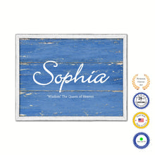 Load image into Gallery viewer, Sophia Name Plate White Wash Wood Frame Canvas Print Boutique Cottage Decor Shabby Chic