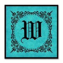 Load image into Gallery viewer, Alphabet W Aqua Canvas Print Black Frame Kids Bedroom Wall Décor Home Art