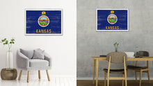 Load image into Gallery viewer, Kansas State Flag Shabby Chic Gifts Home Decor Wall Art Canvas Print, White Wash Wood Frame