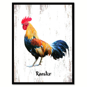 Rooster Bird Canvas Print, Black Picture Frame Gift Ideas Home Decor Wall Art Decoration