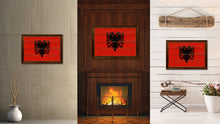 Load image into Gallery viewer, Albania Country Flag Vintage Canvas Print with Brown Picture Frame Home Decor Gifts Wall Art Decoration Artwork