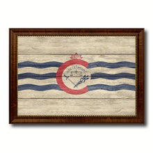 Load image into Gallery viewer, Cincinnati City Ohio State Texture Flag Canvas Print Brown Picture Frame