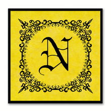 Load image into Gallery viewer, Alphabet N Yellow Canvas Print Black Frame Kids Bedroom Wall Décor Home Art