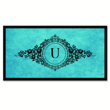Load image into Gallery viewer, Alphabet Letter U Auqa Canvas Print, Black Custom Frame