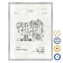 Load image into Gallery viewer, 1920 Engine Construction Old Patent Art Print on Canvas Custom Framed Vintage Home Decor Wall Decoration Great for Gifts
