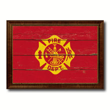 Load image into Gallery viewer, Fire Department Fire Fighter USA Flag Vintage Canvas Print with Brown Picture Frame Gifts Ideas Home Decor Wall Art Decoration