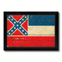 Load image into Gallery viewer, Mississippi State Vintage Flag Canvas Print with Black Picture Frame Home Decor Man Cave Wall Art Collectible Decoration Artwork Gifts