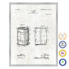 Load image into Gallery viewer, 1906 Parker Wine Barrel Old Patent Art Print on Canvas Custom Framed Vintage Home Decor Wall Decoration Great for Gifts