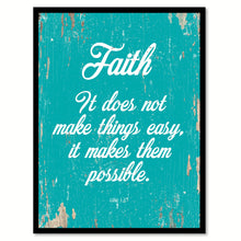 Load image into Gallery viewer, Faith it does not make things easy it makes them possible - Luke 1:37 Bible Verse Gifts Home Decor Wall Art Canvas Print with Custom Picture Frame, Aqua