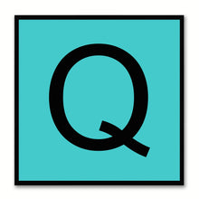 Load image into Gallery viewer, Alphabet Q Aqua Canvas Print Black Frame Kids Bedroom Wall Décor Home Art
