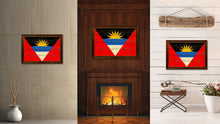 Load image into Gallery viewer, Antigua Barbuda Country Flag Vintage Canvas Print with Brown Picture Frame Home Decor Gifts Wall Art Decoration Artwork