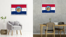 Load image into Gallery viewer, Missouri State Flag Shabby Chic Gifts Home Decor Wall Art Canvas Print, White Wash Wood Frame