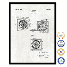 Load image into Gallery viewer, 1936 Dart Board Old Patent Art Print on Canvas Custom Framed Vintage Home Decor Wall Decoration Great for Gifts