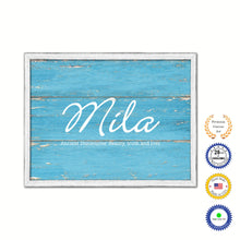 Load image into Gallery viewer, Mila Name Plate White Wash Wood Frame Canvas Print Boutique Cottage Decor Shabby Chic
