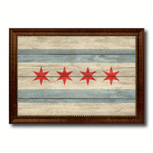Load image into Gallery viewer, Chicago City Illinois State Texture Flag Canvas Print Brown Picture Frame