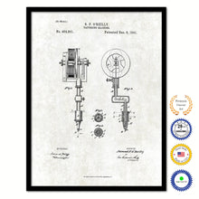 Load image into Gallery viewer, 1891 Tattooing Machine Old Patent Art Print on Canvas Custom Framed Vintage Home Decor Wall Decoration Great for Gifts