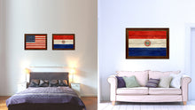 Load image into Gallery viewer, Paraguay Country Flag Texture Canvas Print with Brown Custom Picture Frame Home Decor Gift Ideas Wall Art Decoration