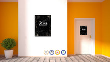 Load image into Gallery viewer, Jesus the name above all names - Philippians 2:9 Bible Verse Scripture Quote Black Canvas Print with Picture Frame