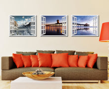 Load image into Gallery viewer, Huntington Beach California Picture French Window Framed Canvas Print Home Decor Wall Art Collection