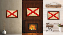 Load image into Gallery viewer, Alabama State Vintage Flag Canvas Print with Brown Picture Frame Home Decor Man Cave Wall Art Collectible Decoration Artwork Gifts