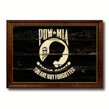 Load image into Gallery viewer, Pow Mia Military Flag Vintage Canvas Print with Brown Picture Frame Gifts Ideas Home Decor Wall Art Decoration