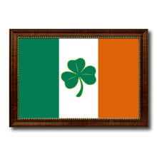Load image into Gallery viewer, Ireland Saint Patrick Flag Canvas Print with Brown Picture Frame Home Decor Wall Art Gift Ideas