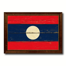 Load image into Gallery viewer, Laos Country Flag Vintage Canvas Print with Brown Picture Frame Home Decor Gifts Wall Art Decoration Artwork