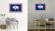 Load image into Gallery viewer, Wyoming State Flag Shabby Chic Gifts Home Decor Wall Art Canvas Print, White Wash Wood Frame