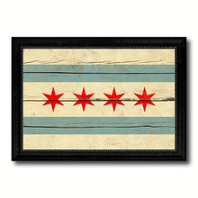 Load image into Gallery viewer, Chicago City Illinois State Vintage Flag Canvas Print Black Picture Frame