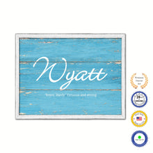 Load image into Gallery viewer, Wyatt Name Plate White Wash Wood Frame Canvas Print Boutique Cottage Decor Shabby Chic