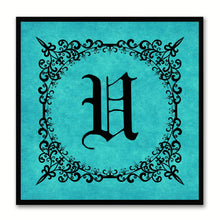 Load image into Gallery viewer, Alphabet U Aqua Canvas Print Black Frame Kids Bedroom Wall Décor Home Art