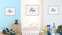 Load image into Gallery viewer, Zoe Name Plate White Wash Wood Frame Canvas Print Boutique Cottage Decor Shabby Chic