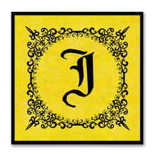 Load image into Gallery viewer, Alphabet J Yellow Canvas Print Black Frame Kids Bedroom Wall Décor Home Art