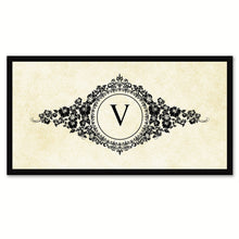 Load image into Gallery viewer, Alphabet Letter V White Canvas Print, Black Custom Frame