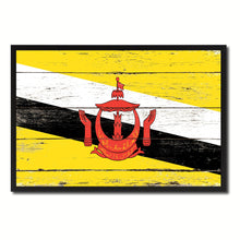 Load image into Gallery viewer, Brunei Darussalam Country National Flag Vintage Canvas Print with Picture Frame Home Decor Wall Art Collection Gift Ideas