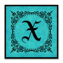 Load image into Gallery viewer, Alphabet X Aqua Canvas Print Black Frame Kids Bedroom Wall Décor Home Art