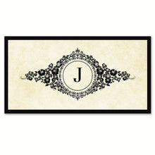 Load image into Gallery viewer, Alphabet Letter J White Canvas Print, Black Custom Frame