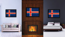 Load image into Gallery viewer, Iceland Country Flag Vintage Canvas Print with Black Picture Frame Home Decor Gifts Wall Art Decoration Artwork