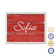 Load image into Gallery viewer, Sofia Name Plate White Wash Wood Frame Canvas Print Boutique Cottage Decor Shabby Chic